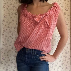 Uniqlo Gingham Ruched collar Sleeveless Top